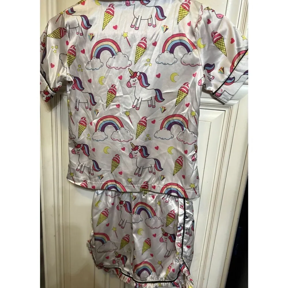 Lola + The Boys Girls Magical Unicorn Top and Shorts Set Multicolor Size 8
